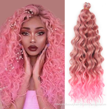 24inch Ocean Wave Braiding Hair Extensions Pink Blonde Crochet Braids Synthetic Hair Afro Curl Ombre Curly Water Wave